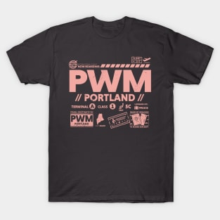 Vintage Portland PWM Airport Code Travel Day Retro Travel Tag Maine T-Shirt
